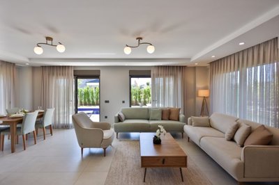 Serene Newly-Built Villa in Antalya For Sale - Lounge and dining area