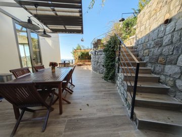 Serene Yalikavak Sea View Villa For Sale – Shady terraces for outdoor dining