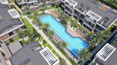 Dream Investment Properties for Sale in Belek, Antalya - Arial view of the social exterior areas