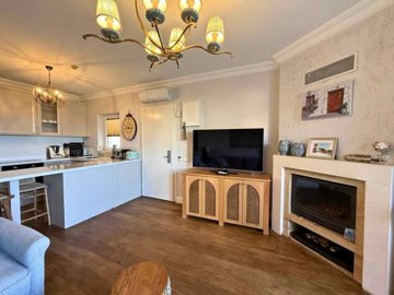 Seafront Property For Sale In Kadikalesi, Bodrum - Lounge with a fireplace