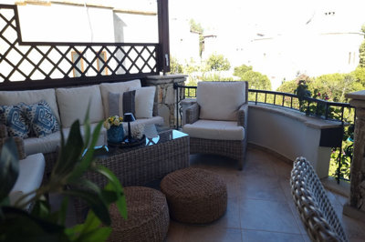 Tranquil Two-Bedroom Apartment In Bodrum For Sale - Comfortable seating on the terrace