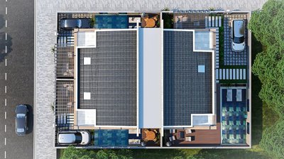 Superb Antalya Investment Properties For Sale - Arial view over the site of three villas