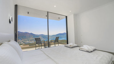 Exceptional Kalkan Triplex Villa For Sale - Bedroom with sea views