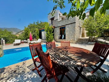 Idyllic Detached Villa In Uzumlu, Fethiye For Sale - Poolside terrace
