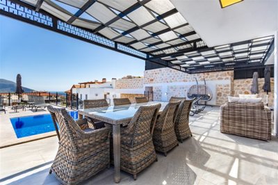 Flawless Sea-View Villa For Sale In Kalkan - Poolside terrace