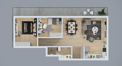 Superior Investment Properties For Sale In Antalya - Two-bedroom layout plan