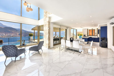 A Luxury 5-Bedroom Sea View Antalya Villa For Sale - Expansive open-plan living space