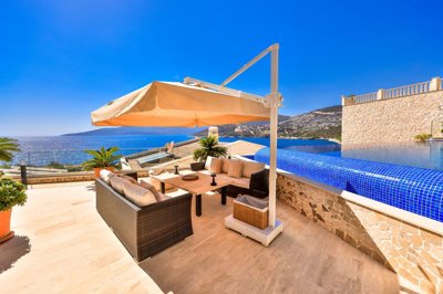 Sensational Villa In Kalkan For Sale With A Private Infinity Pool & Sea Views - Sea views and seating areas