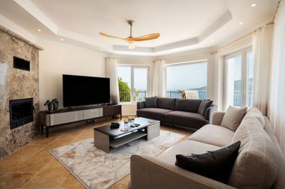 Idyllic Sea-View Kalkan Villa For Sale - Beautifully furnished lounge with sea views