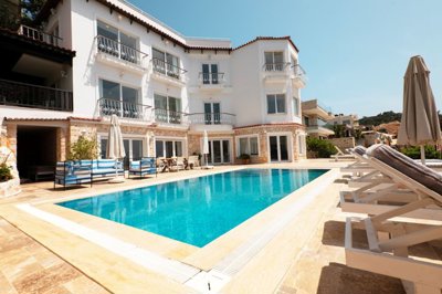 Idyllic Sea-View Kalkan Villa For Sale - Main view of the villa and private pool