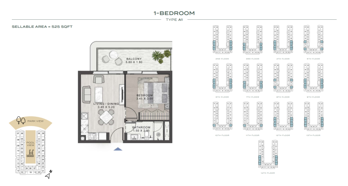 Image No.10-1 Bed Apartment for sale