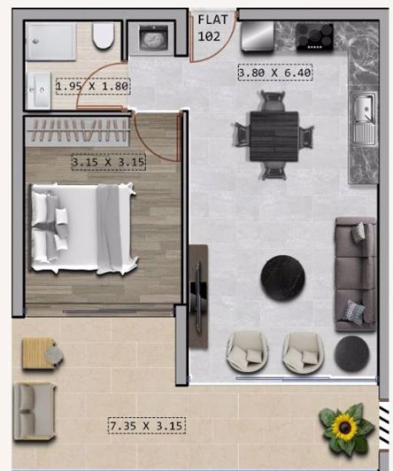 Image No.12-Appartement de 1 chambre à vendre à Kiti